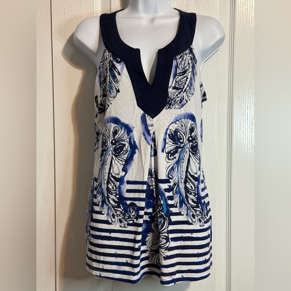 Tommy Bahama Pyrmont Paisley Tambour Sleeveless Tank – Blue & White 💙🤍